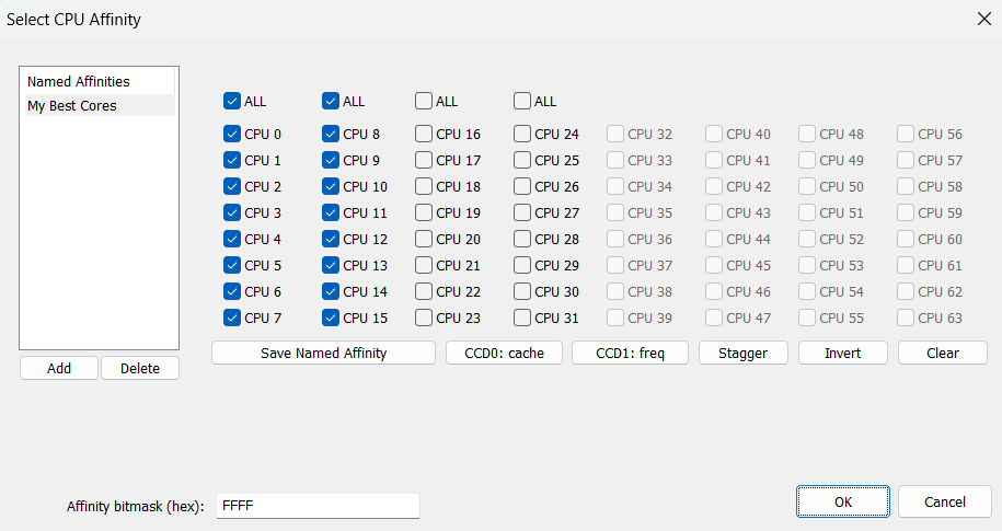 CPU affinities always-on rules configuration